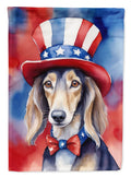Saluki Patriotic American House Flag 28x40 Porch Sleeve Pole Decorative Outside Yard Banner Artwork Wall Hanging, Polyester
