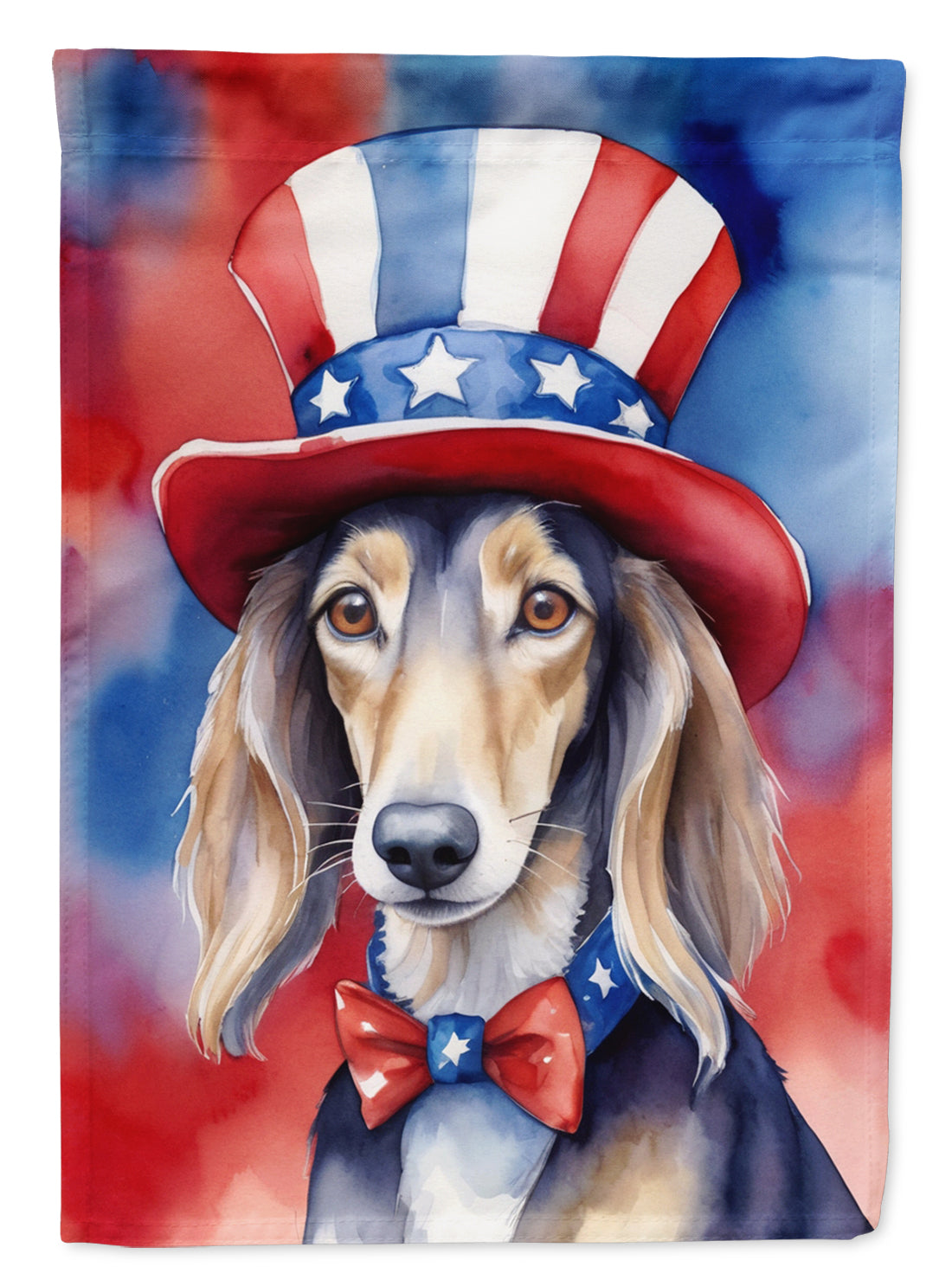 Saluki Patriotic American House Flag 28x40 Porch Sleeve Pole Decorative Outside Yard Banner Artwork Wall Hanging, Polyester