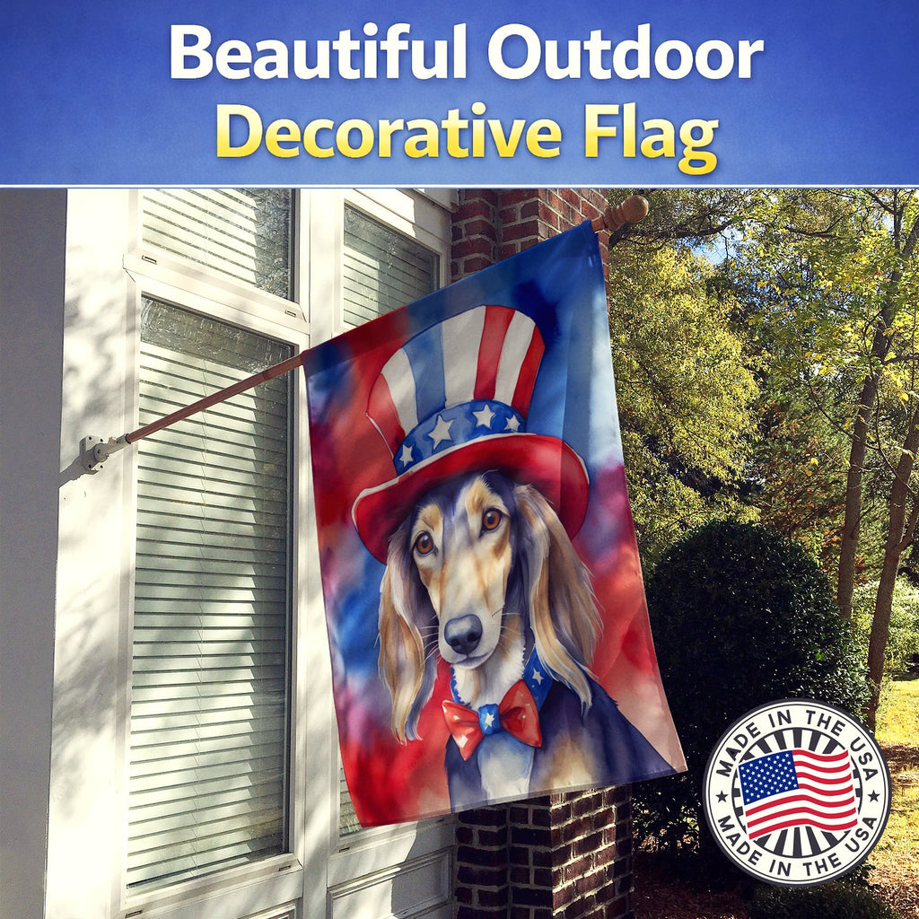 Saluki Patriotic American House Flag 28x40 Porch Sleeve Pole Decorative Outside Yard Banner Artwork Wall Hanging, Polyester