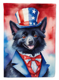Schipperke Patriotic American House Flag 28x40 Porch Sleeve Pole Decorative Outside Yard Banner Artwork Wall Hanging, Polyester