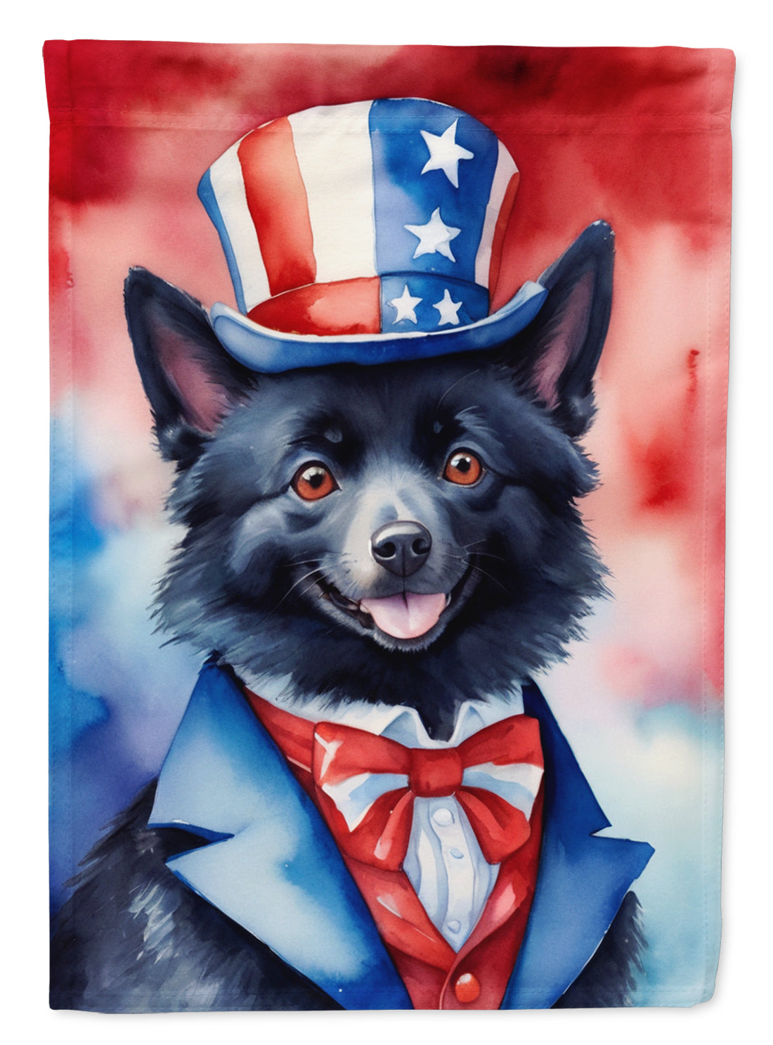 Schipperke Patriotic American House Flag 28x40 Porch Sleeve Pole Decorative Outside Yard Banner Artwork Wall Hanging, Polyester