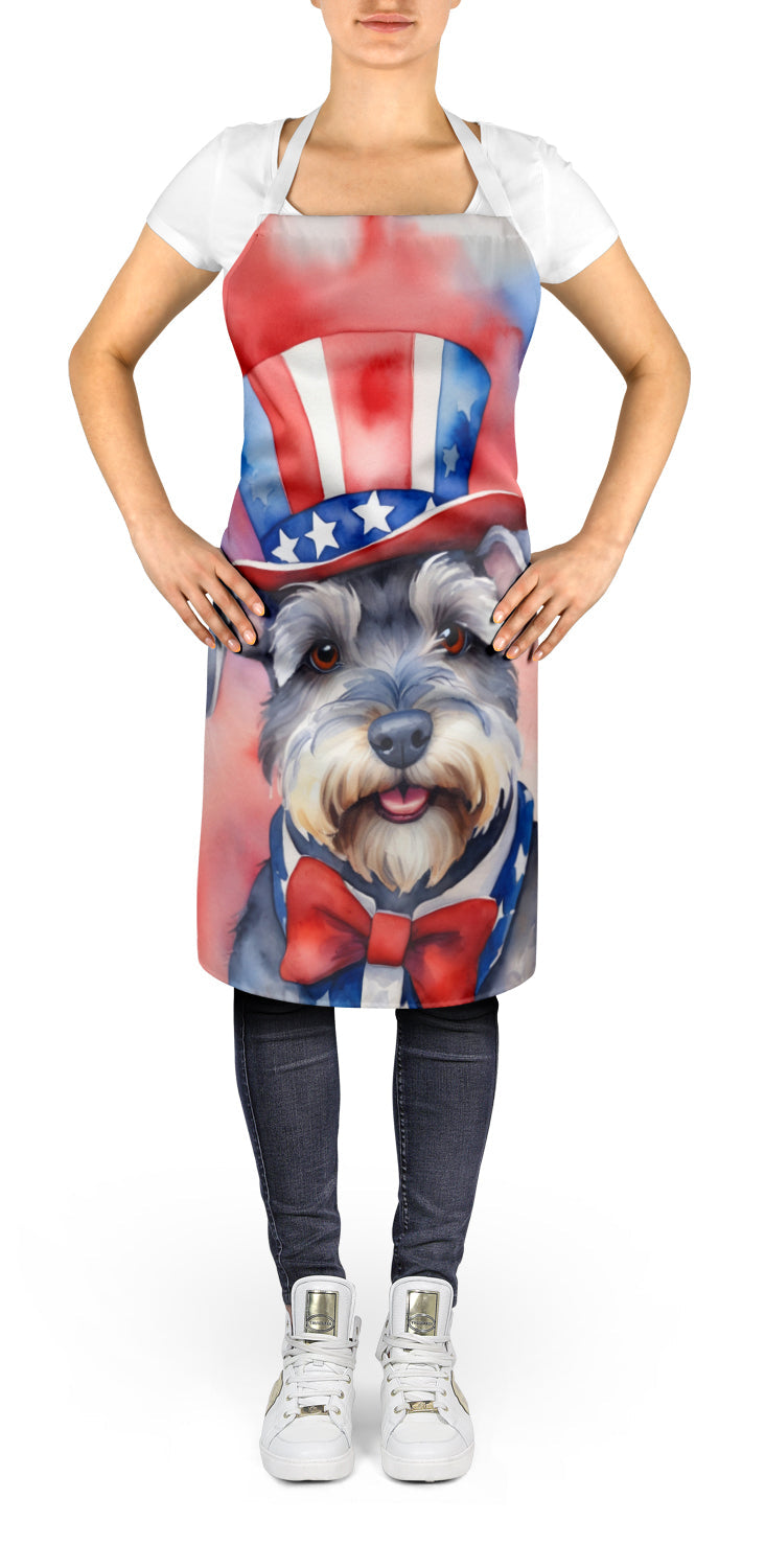 Schnauzer Patriotic American Apron Cooking Kitchen Server Baking Crafts Gardening for Adult Women Men, Unisex, Large, Multicolor