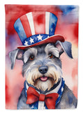 Schnauzer Patriotic American House Flag 28x40 Porch Sleeve Pole Decorative Outside Yard Banner Artwork Wall Hanging, Polyester