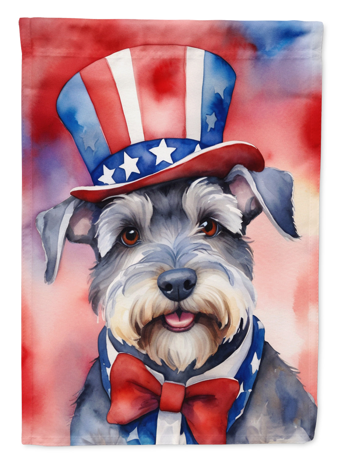 Schnauzer Patriotic American House Flag 28x40 Porch Sleeve Pole Decorative Outside Yard Banner Artwork Wall Hanging, Polyester