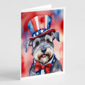 Schnauzer Patriotic American Greeting Cards Pack of 8 Blank Cards with Envelopes Whimsical A7 Size 5x7