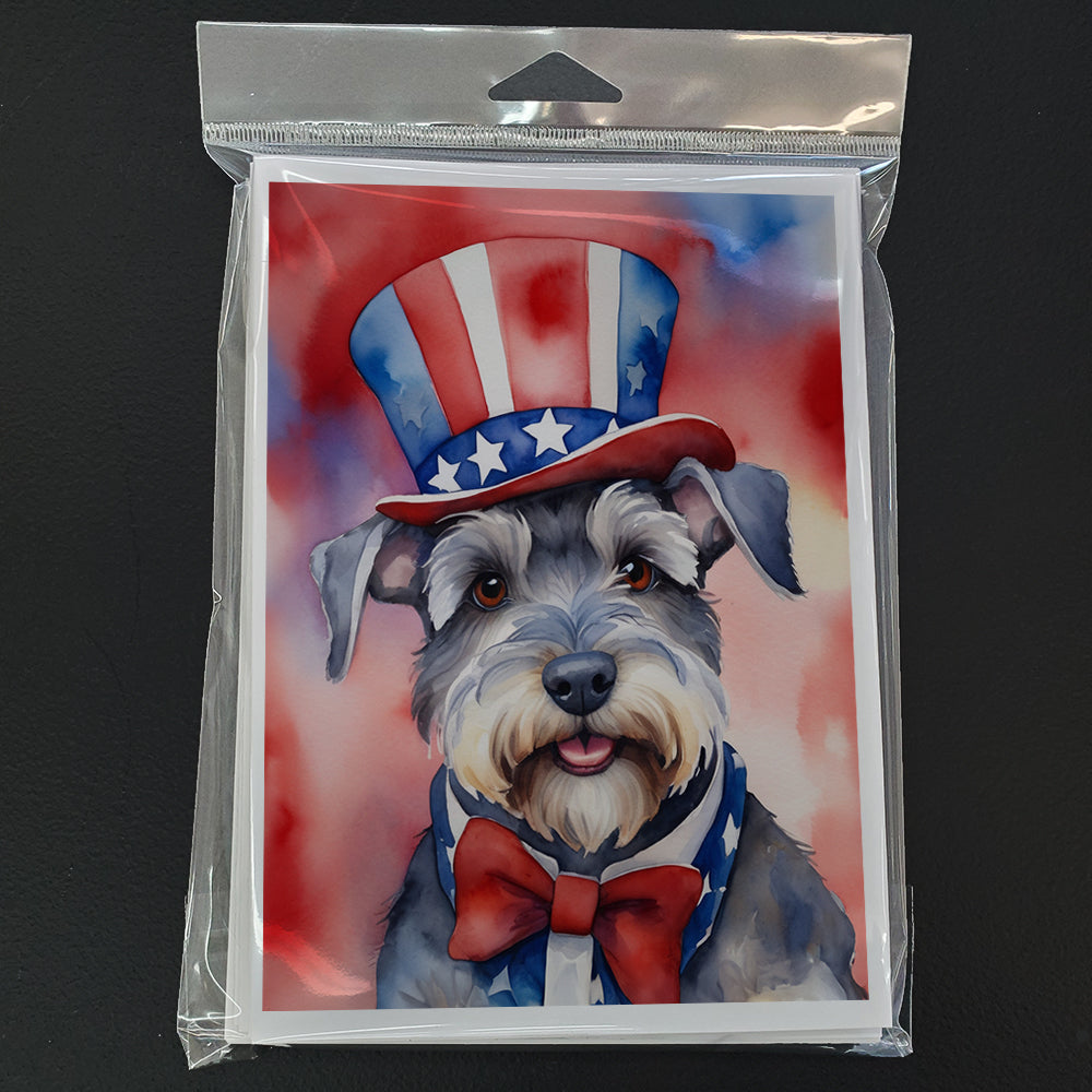 Schnauzer Patriotic American Greeting Cards Pack of 8 Blank Cards with Envelopes Whimsical A7 Size 5x7