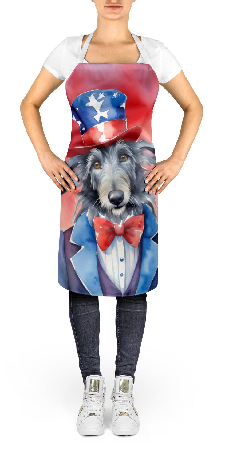 Scottish Deerhound Patriotic American Apron Cooking Kitchen Server Baking Crafts Gardening for Adult Women Men, Unisex, Large, Multicolor