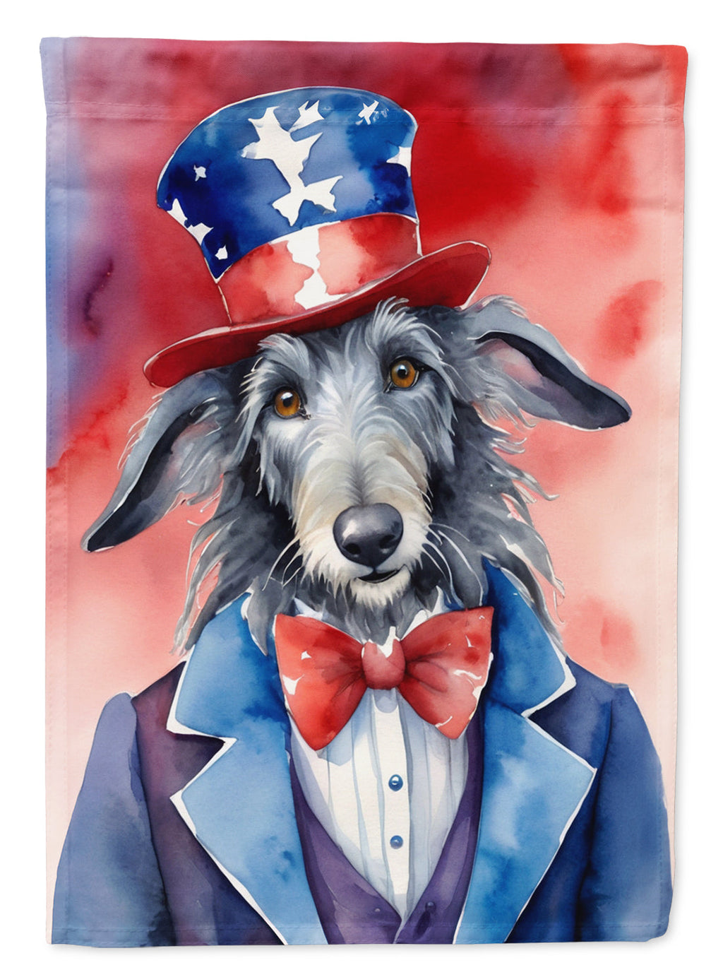 Scottish Deerhound Patriotic American House Flag 28x40 Porch Sleeve Pole Decorative Outside Yard Banner Artwork Wall Hanging, Polyester