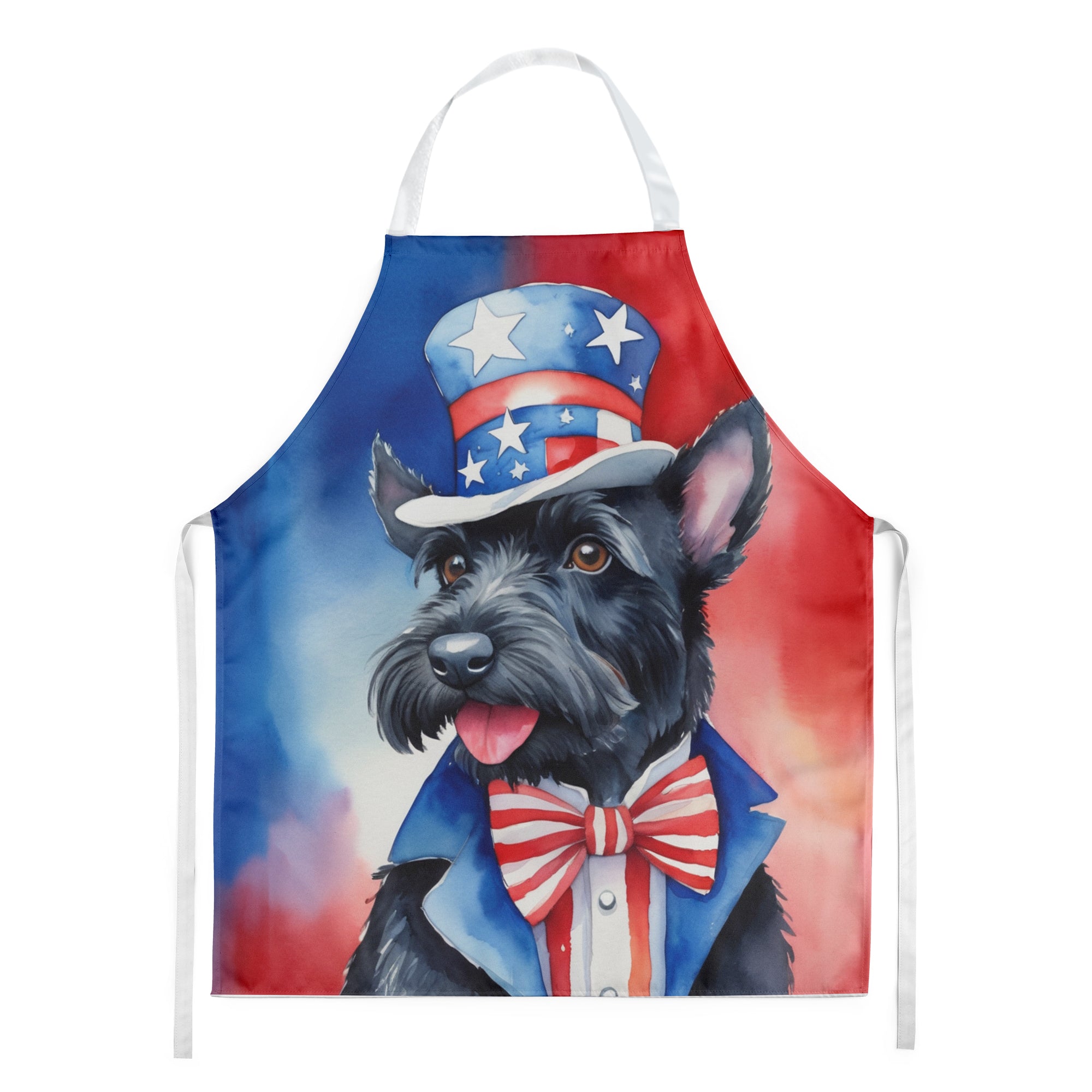 Scottish Terrier Patriotic American Apron Cooking Kitchen Server Baking Crafts Gardening for Adult Women Men, Unisex, Large, Multicolor