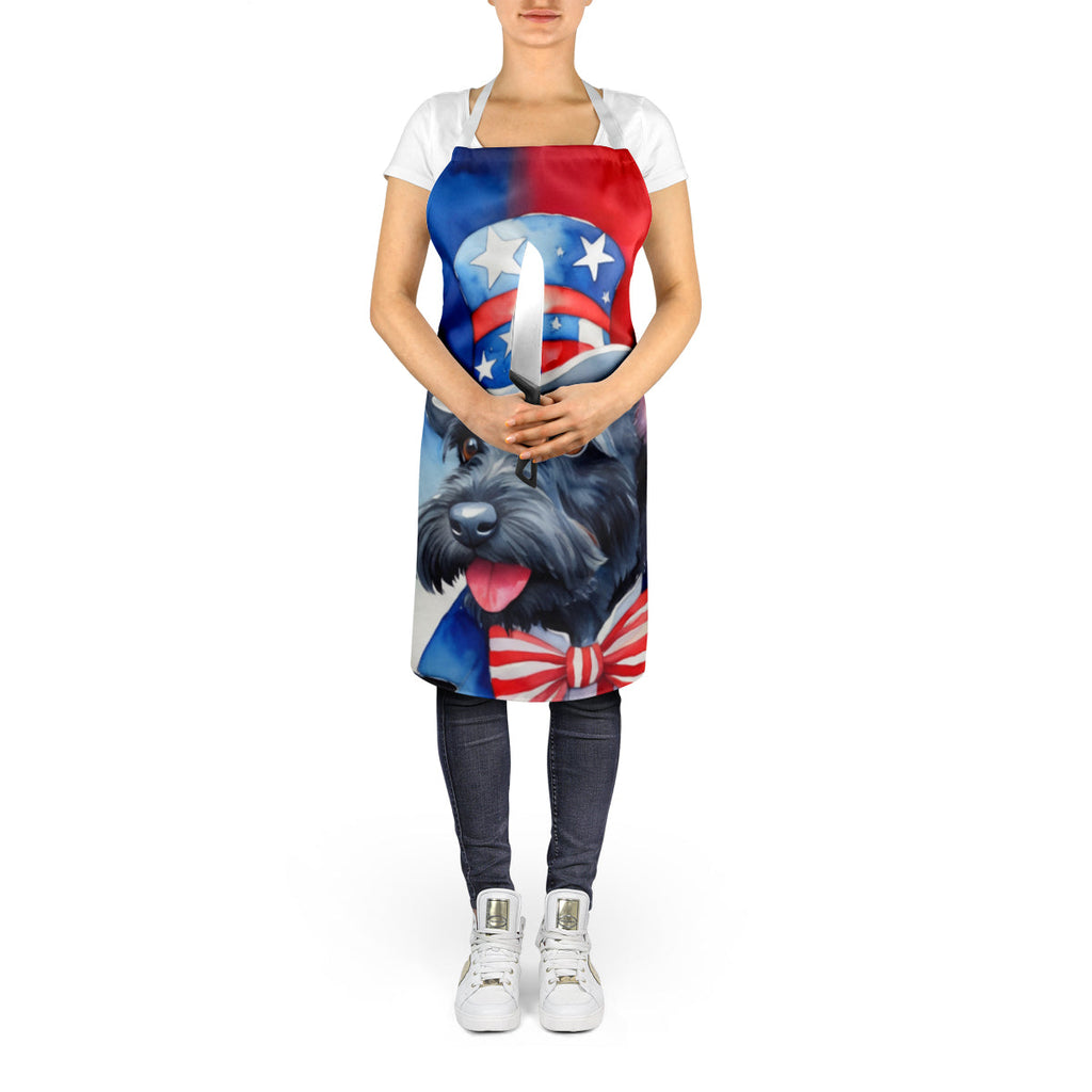 Scottish Terrier Patriotic American Apron Cooking Kitchen Server Baking Crafts Gardening for Adult Women Men, Unisex, Large, Multicolor