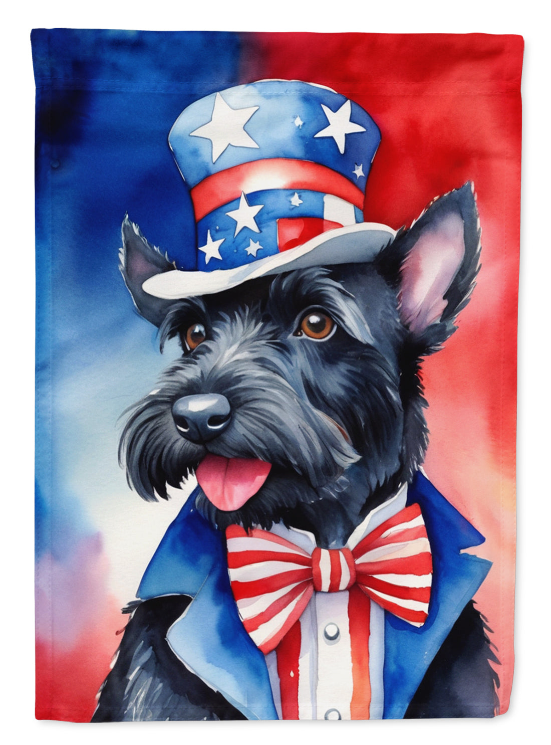 Scottish Terrier Patriotic American House Flag 28x40 Porch Sleeve Pole Decorative Outside Yard Banner Artwork Wall Hanging, Polyester