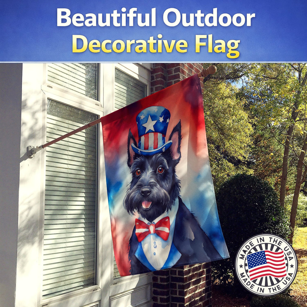 Scottish Terrier Patriotic American House Flag 28x40 Porch Sleeve Pole Decorative Outside Yard Banner Artwork Wall Hanging, Polyester
