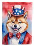 Shiba Inu Patriotic American House Flag 28x40 Porch Sleeve Pole Decorative Outside Yard Banner Artwork Wall Hanging, Polyester