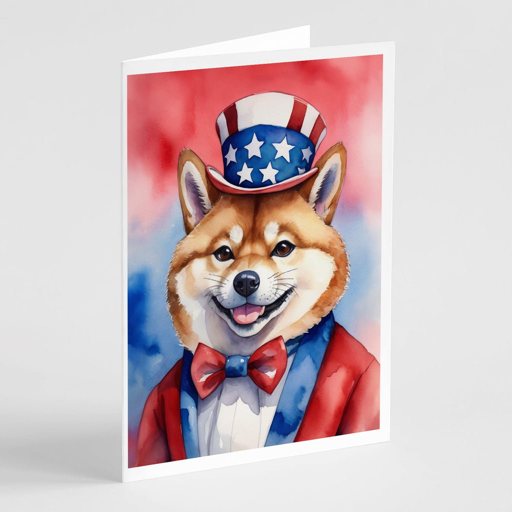 Shiba Inu Patriotic American Greeting Cards Pack of 8 Blank Cards with Envelopes Whimsical A7 Size 5x7