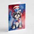 Shih Tzu Patriotic American Greeting Cards Pack of 8 Blank Cards with Envelopes Whimsical A7 Size 5x7