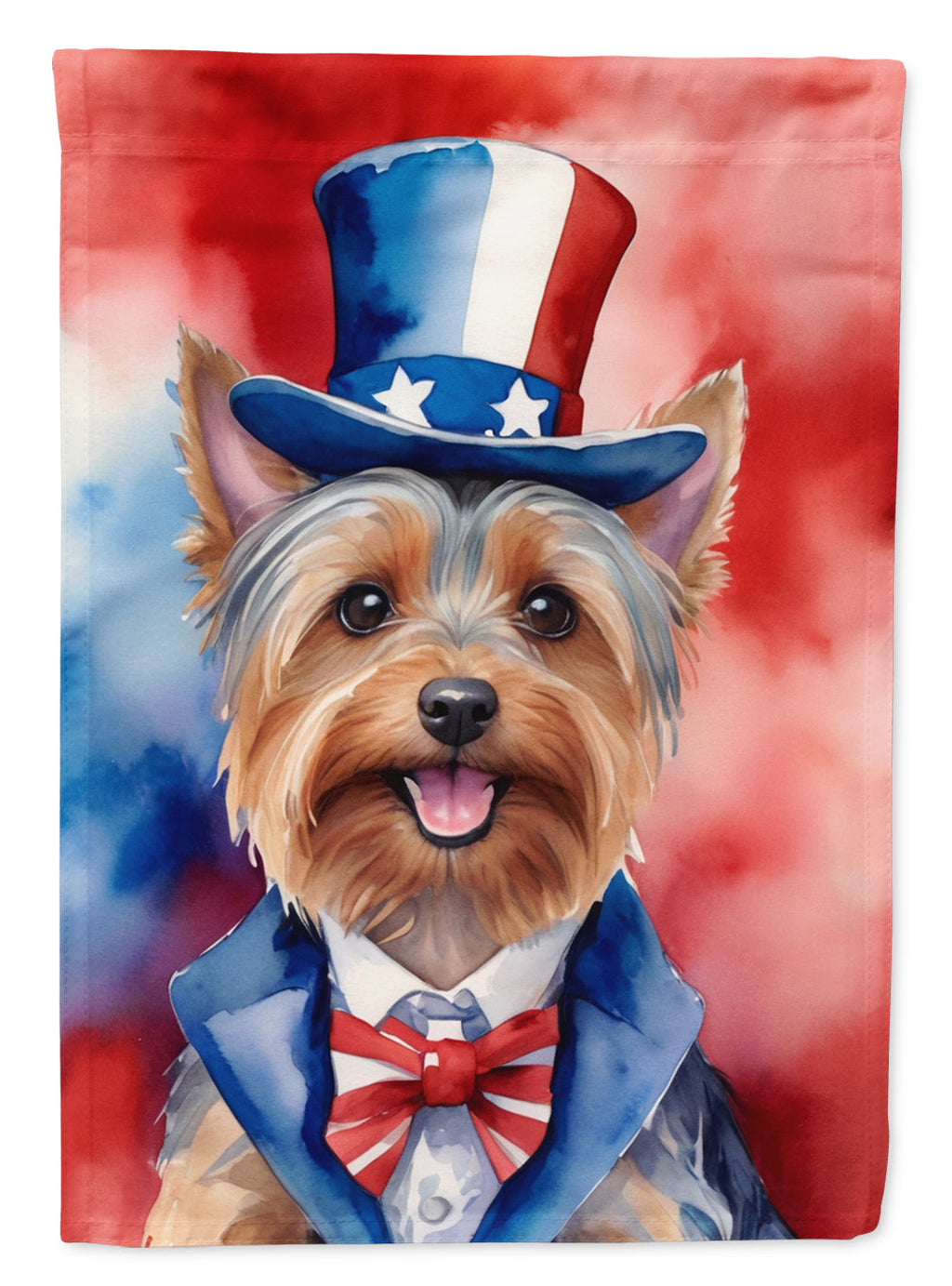 Silky Terrier Patriotic American House Flag 28x40 Porch Sleeve Pole Decorative Outside Yard Banner Artwork Wall Hanging, Polyester