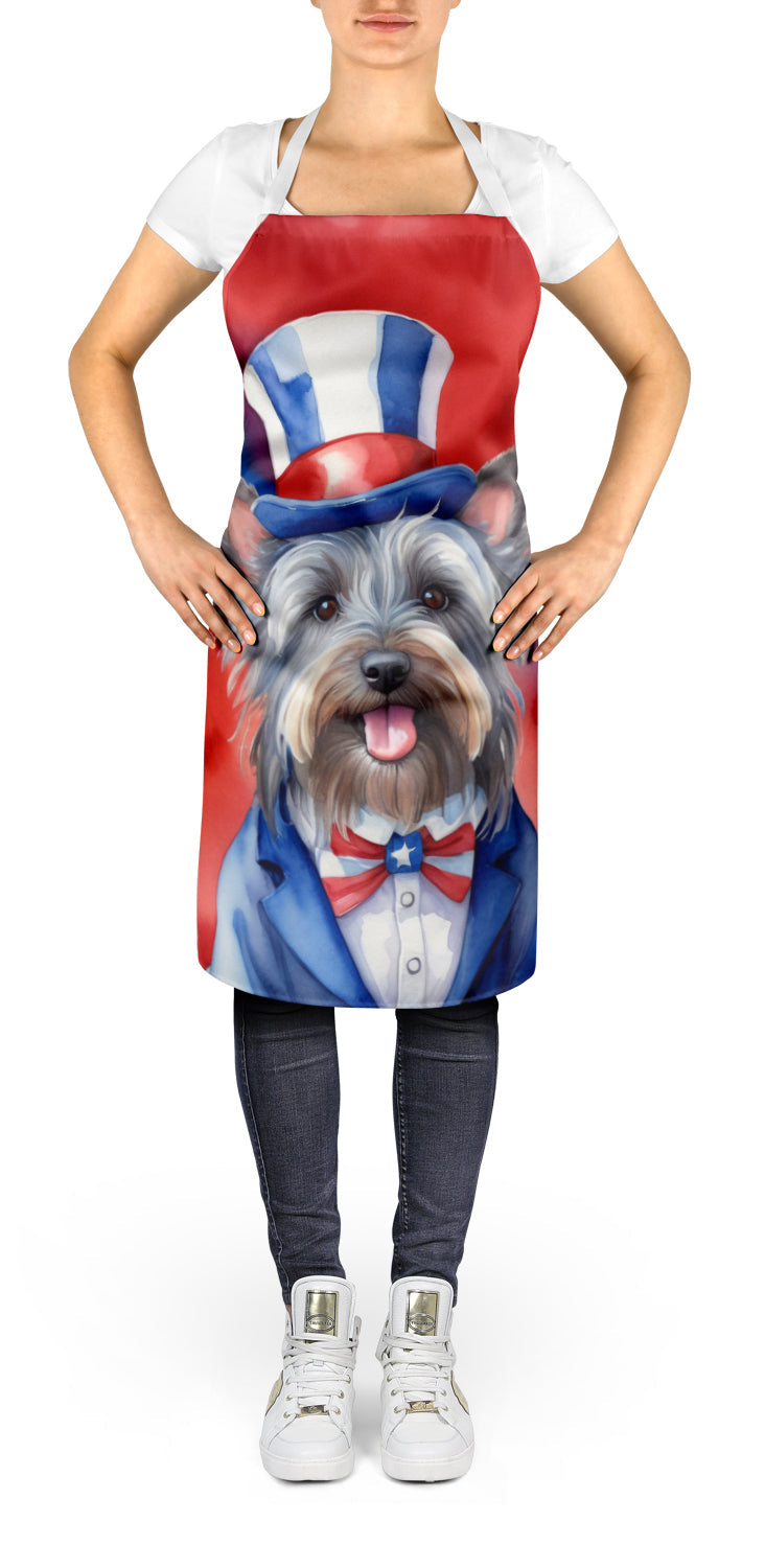 Skye Terrier Patriotic American Apron Cooking Kitchen Server Baking Crafts Gardening for Adult Women Men, Unisex, Large, Multicolor