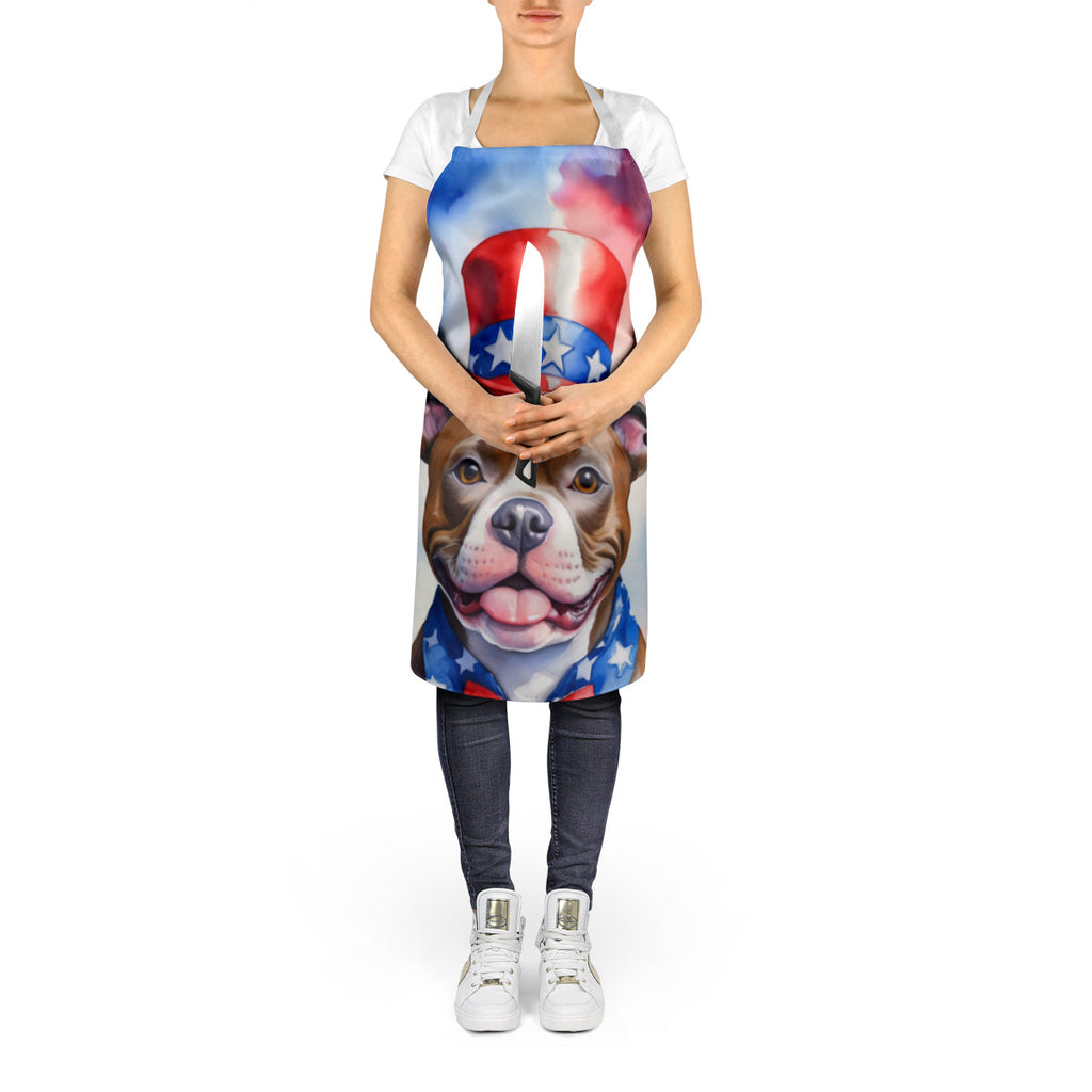 Staffordshire Bull Terrier Patriotic American Apron Cooking Kitchen Server Baking Crafts Gardening for Adult Women Men, Unisex, Large, Multicolor