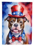 Staffordshire Bull Terrier Patriotic American House Flag 28x40 Porch Sleeve Pole Decorative Outside Yard Banner Artwork Wall Hanging, Polyester