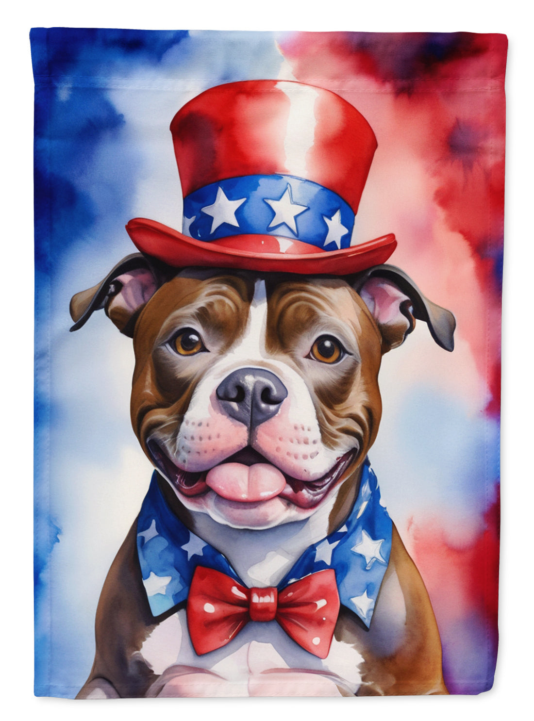 Staffordshire Bull Terrier Patriotic American House Flag 28x40 Porch Sleeve Pole Decorative Outside Yard Banner Artwork Wall Hanging, Polyester