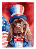 Sussex Spaniel Patriotic American House Flag 28x40 Porch Sleeve Pole Decorative Outside Yard Banner Artwork Wall Hanging, Polyester