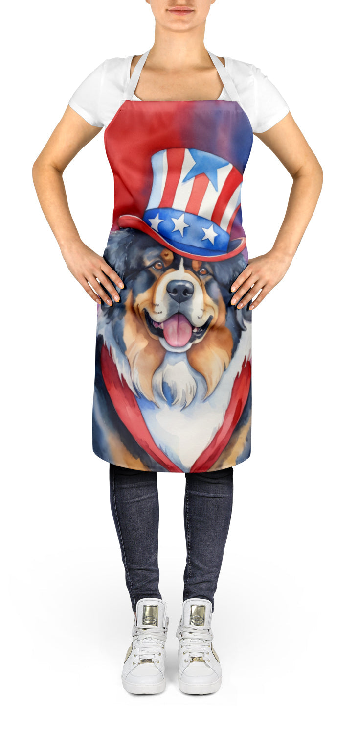Tibetan Mastiff Patriotic American Apron Cooking Kitchen Server Baking Crafts Gardening for Adult Women Men, Unisex, Large, Multicolor