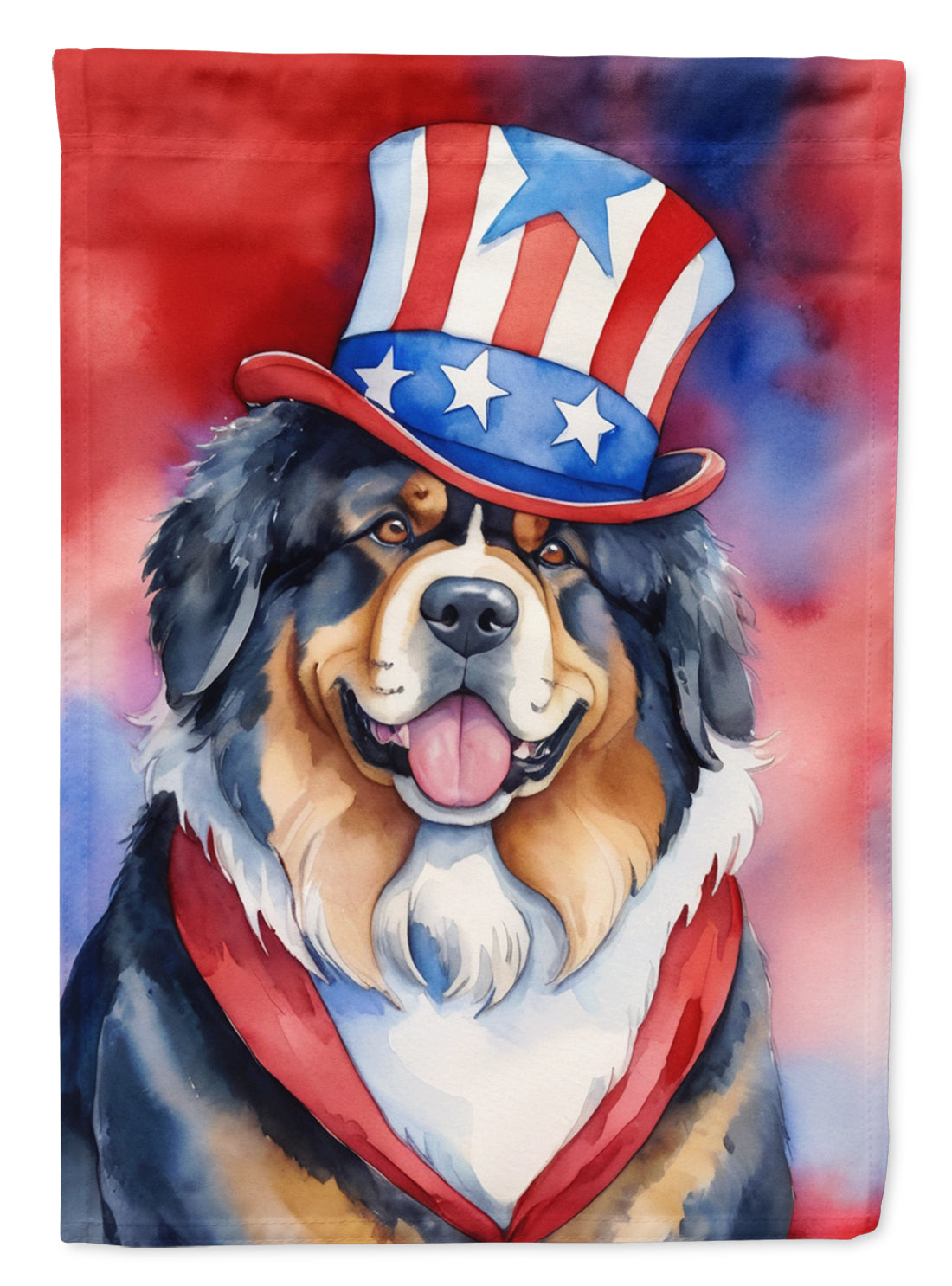 Tibetan Mastiff Patriotic American House Flag 28x40 Porch Sleeve Pole Decorative Outside Yard Banner Artwork Wall Hanging, Polyester