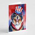 Tibetan Mastiff Patriotic American Greeting Cards Pack of 8 Blank Cards with Envelopes Whimsical A7 Size 5x7