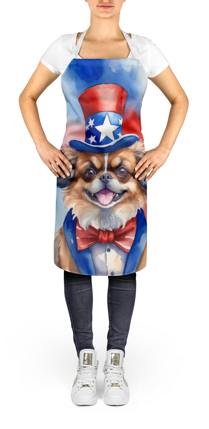 Tibetan Spaniel Patriotic American Apron Cooking Kitchen Server Baking Crafts Gardening for Adult Women Men, Unisex, Large, Multicolor