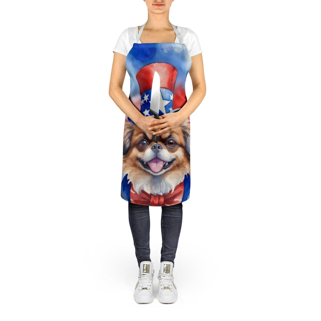 Tibetan Spaniel Patriotic American Apron Cooking Kitchen Server Baking Crafts Gardening for Adult Women Men, Unisex, Large, Multicolor