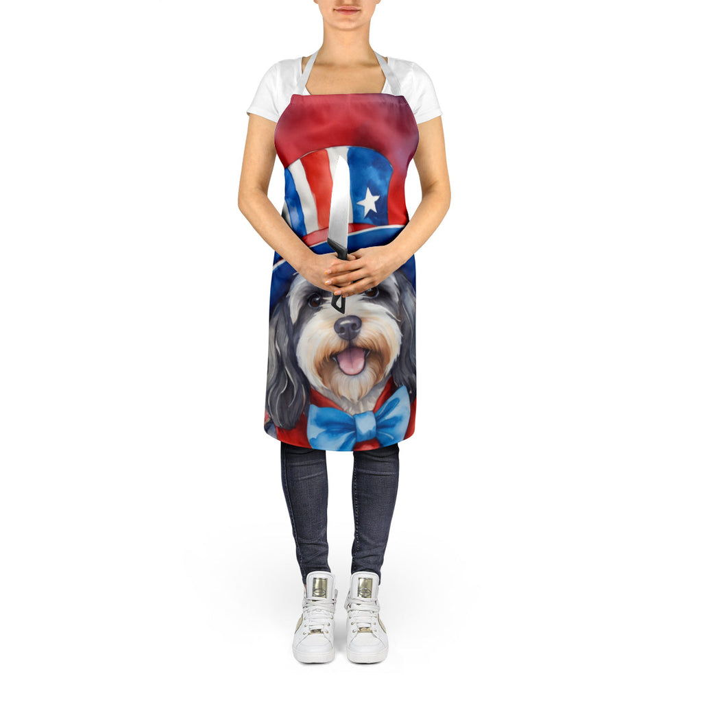 Tibetan Terrier Patriotic American Apron Cooking Kitchen Server Baking Crafts Gardening for Adult Women Men, Unisex, Large, Multicolor