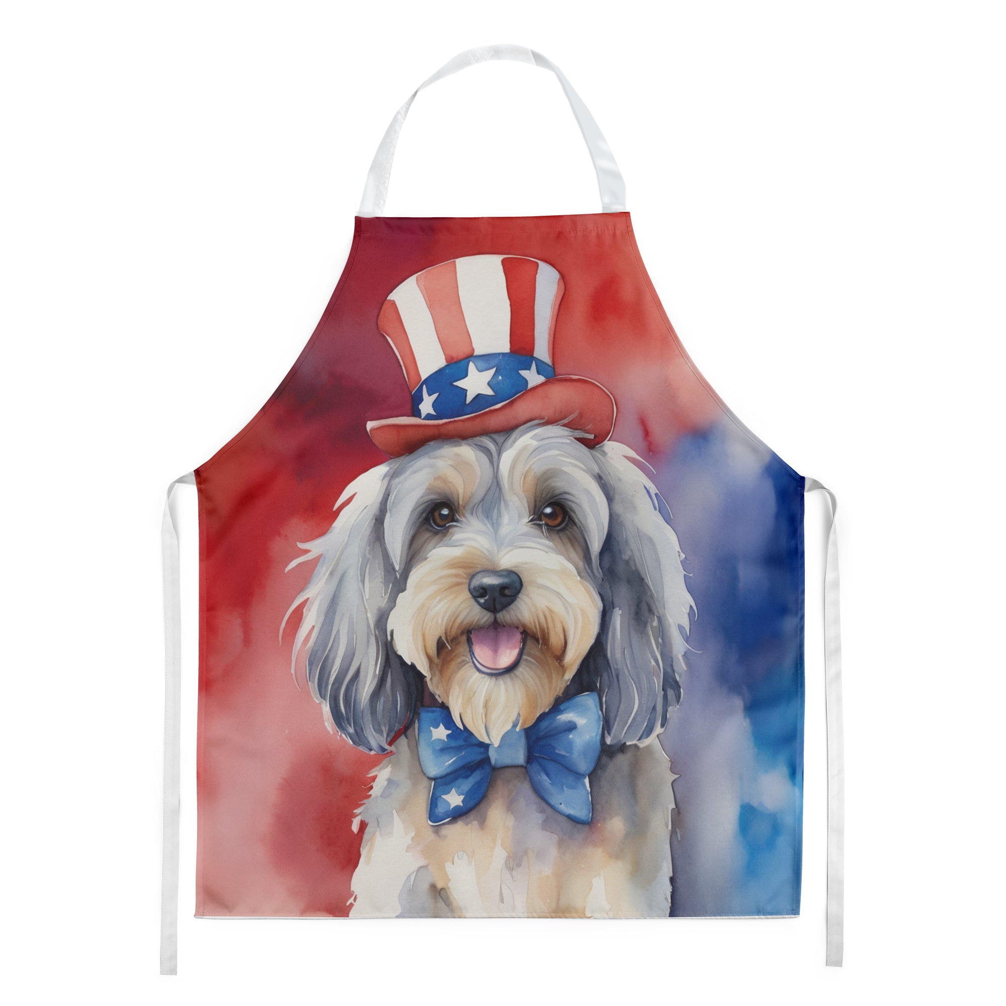 Tibetan Terrier Patriotic American Apron Cooking Kitchen Server Baking Crafts Gardening for Adult Women Men, Unisex, Large, Multicolor