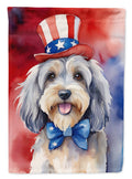 Tibetan Terrier Patriotic American House Flag 28x40 Porch Sleeve Pole Decorative Outside Yard Banner Artwork Wall Hanging, Polyester