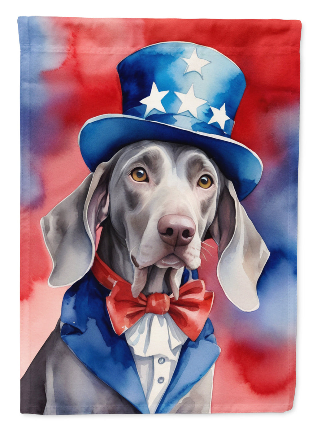 Weimaraner Patriotic American House Flag 28x40 Porch Sleeve Pole Decorative Outside Yard Banner Artwork Wall Hanging, Polyester