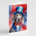 Weimaraner Patriotic American Greeting Cards Pack of 8 Blank Cards with Envelopes Whimsical A7 Size 5x7