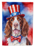 Welsh Springer Spaniel Patriotic American House Flag 28x40 Porch Sleeve Pole Decorative Outside Yard Banner Artwork Wall Hanging, Polyester