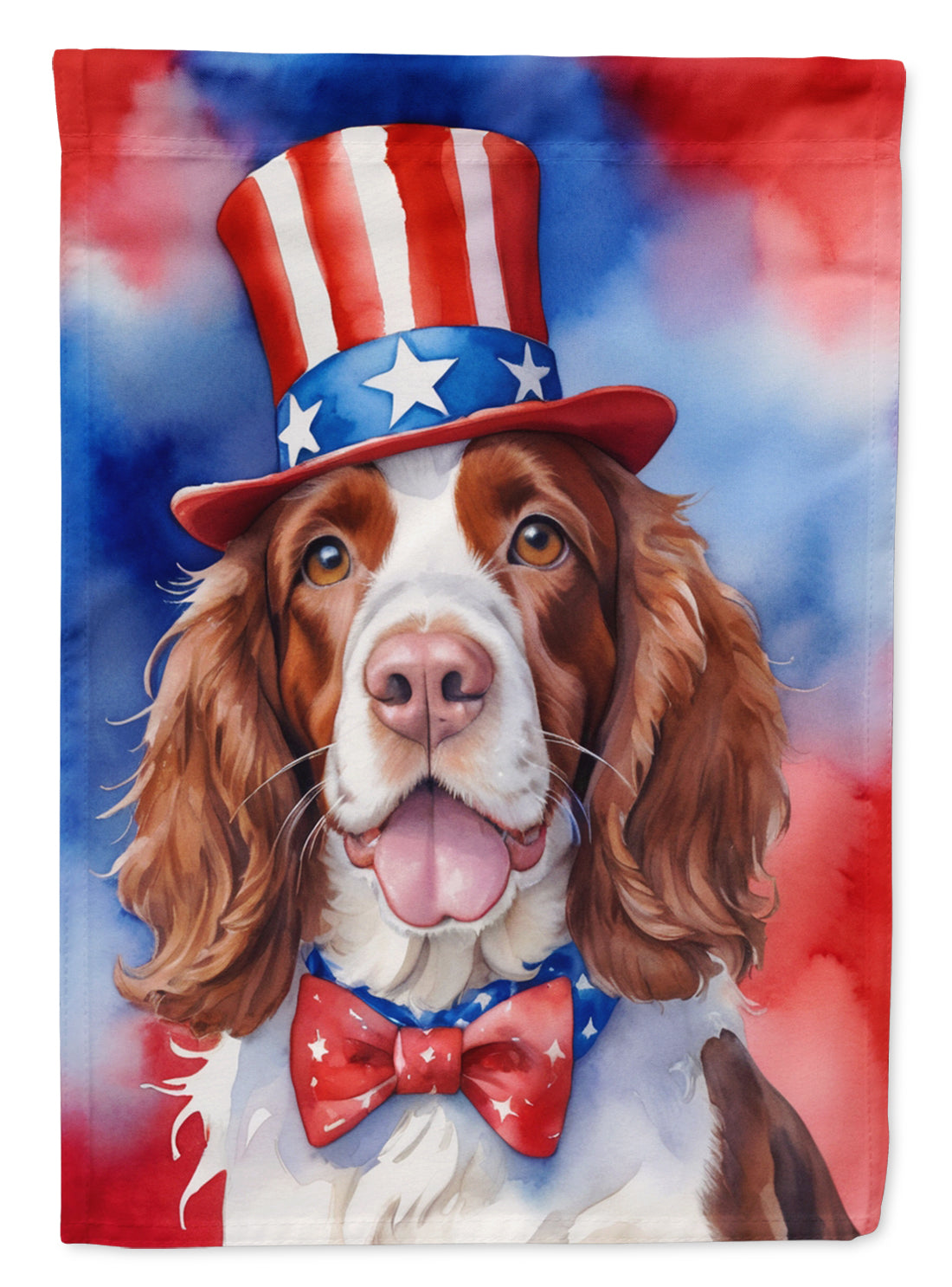 Welsh Springer Spaniel Patriotic American House Flag 28x40 Porch Sleeve Pole Decorative Outside Yard Banner Artwork Wall Hanging, Polyester