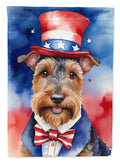Welsh Terrier Patriotic American House Flag 28x40 Porch Sleeve Pole Decorative Outside Yard Banner Artwork Wall Hanging, Polyester