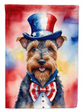 Welsh Terrier Patriotic American House Flag 28x40 Porch Sleeve Pole Decorative Outside Yard Banner Artwork Wall Hanging, Polyester