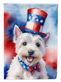 Westie Patriotic American House Flag 28x40 Porch Sleeve Pole Decorative Outside Yard Banner Artwork Wall Hanging, Polyester