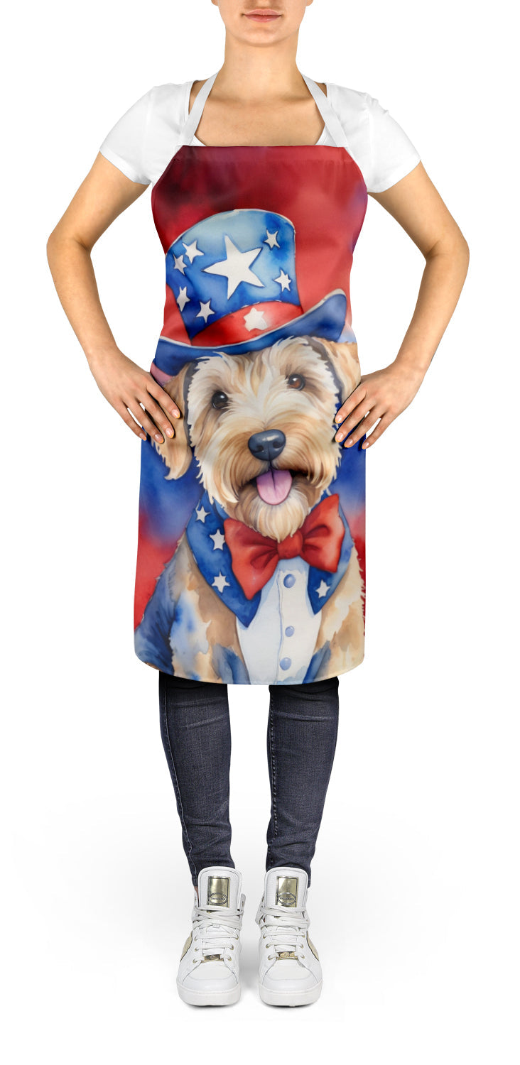 Wheaten Terrier Patriotic American Apron Cooking Kitchen Server Baking Crafts Gardening for Adult Women Men, Unisex, Large, Multicolor