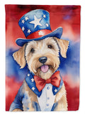 Wheaten Terrier Patriotic American House Flag 28x40 Porch Sleeve Pole Decorative Outside Yard Banner Artwork Wall Hanging, Polyester