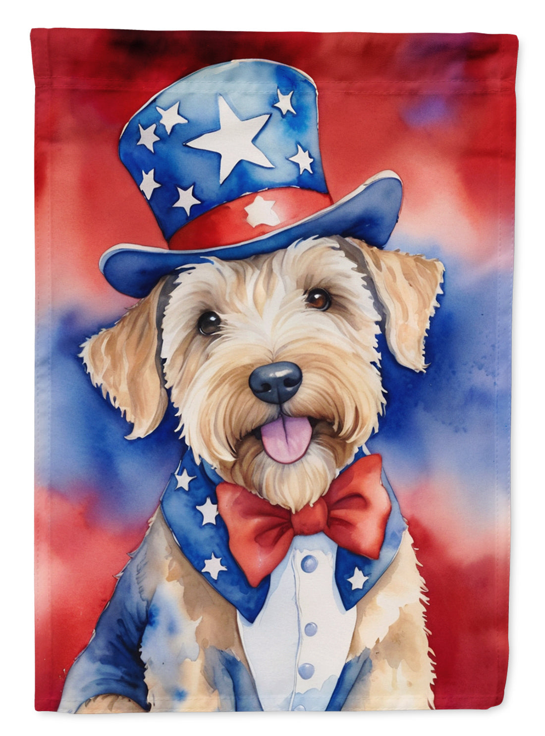 Wheaten Terrier Patriotic American House Flag 28x40 Porch Sleeve Pole Decorative Outside Yard Banner Artwork Wall Hanging, Polyester