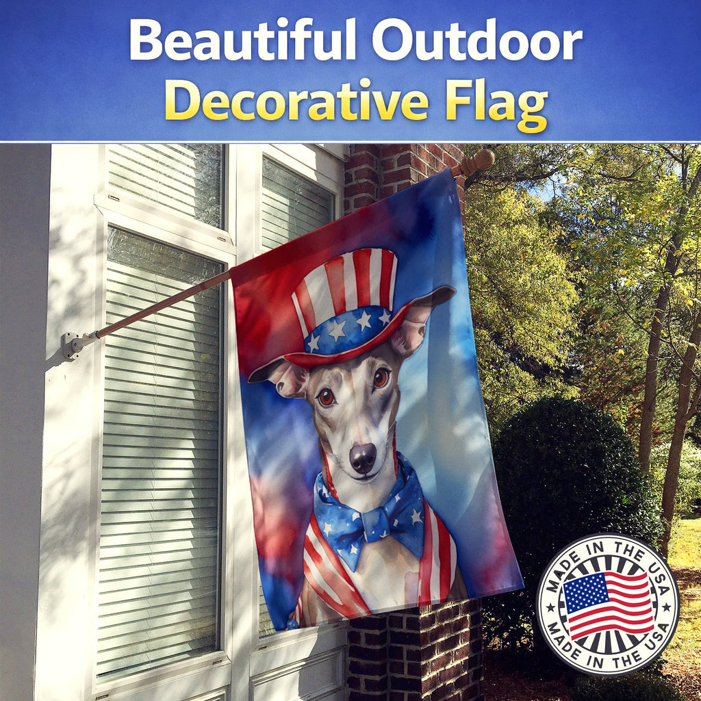Whippet Patriotic American House Flag 28x40 Porch Sleeve Pole Decorative Outside Yard Banner Artwork Wall Hanging, Polyester