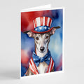 Whippet Patriotic American Greeting Cards Pack of 8 Blank Cards with Envelopes Whimsical A7 Size 5x7