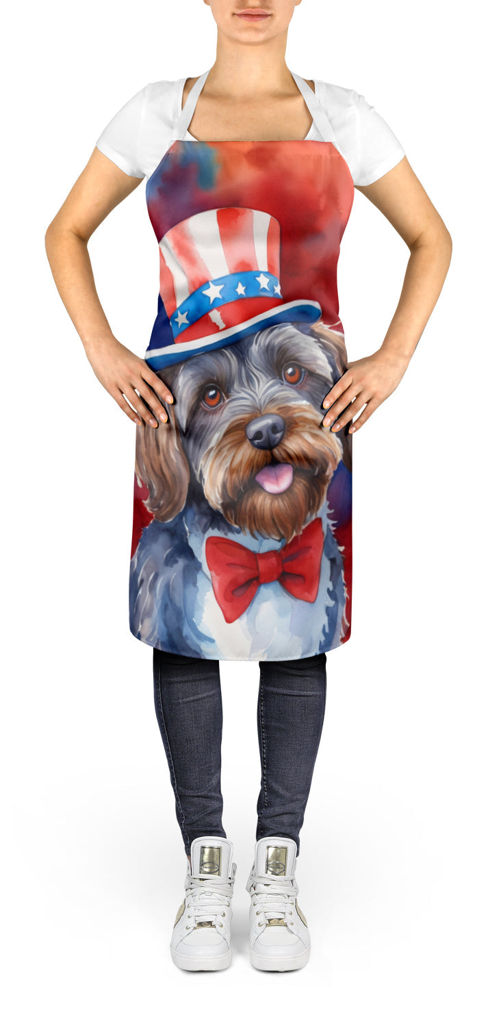 Wirehaired Pointing Griffon Patriotic American Apron Cooking Kitchen Server Baking Crafts Gardening for Adult Women Men, Unisex, Large, Multicolor