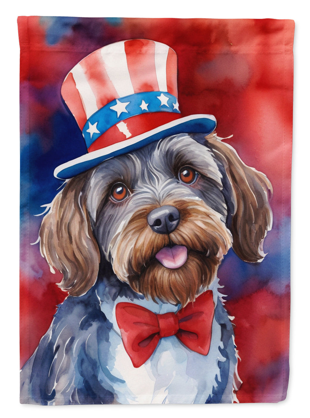 Wirehaired Pointing Griffon Patriotic American House Flag 28x40 Porch Sleeve Pole Decorative Outside Yard Banner Artwork Wall Hanging, Polyester