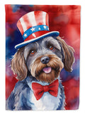 Wirehaired Pointing Griffon Patriotic American House Flag 28x40 Porch Sleeve Pole Decorative Outside Yard Banner Artwork Wall Hanging, Polyester