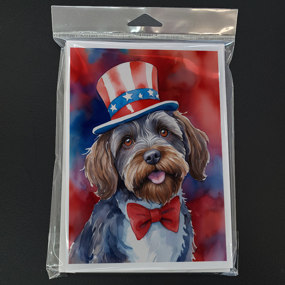 Wirehaired Pointing Griffon Patriotic American Greeting Cards Pack of 8 Blank Cards with Envelopes Whimsical A7 Size 5x7