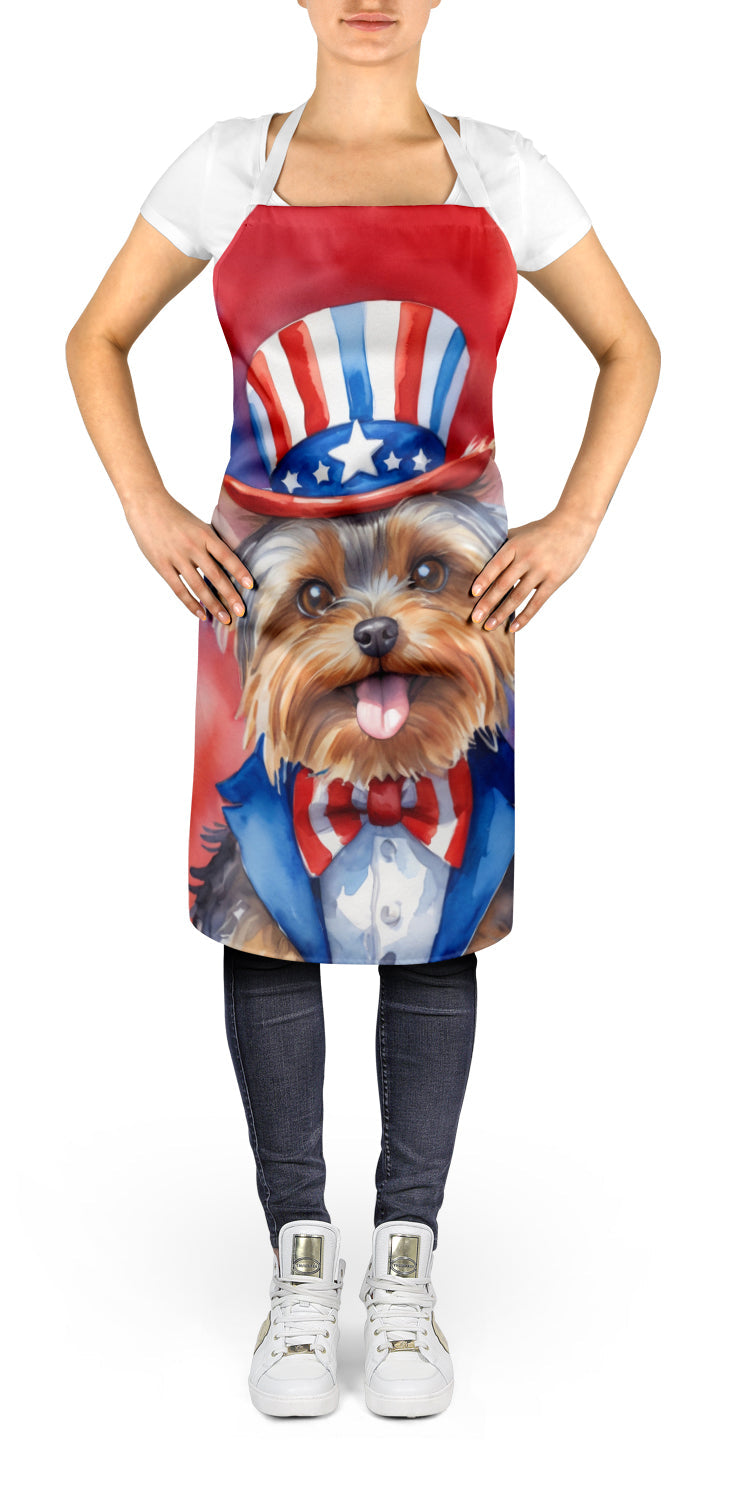 Yorkshire Terrier Patriotic American Apron Cooking Kitchen Server Baking Crafts Gardening for Adult Women Men, Unisex, Large, Multicolor